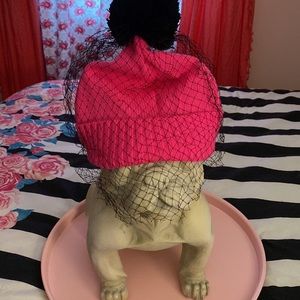 Fishing winter hat w/wedding vail